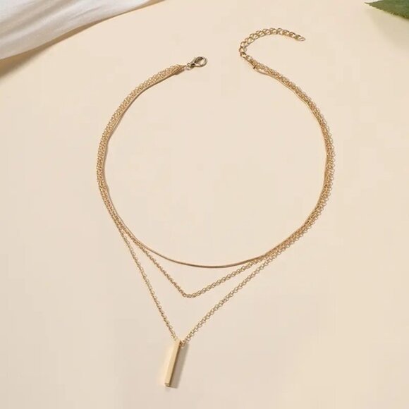 14K Gold filled pendant bar lariat necklace - Picture 3 of 5
